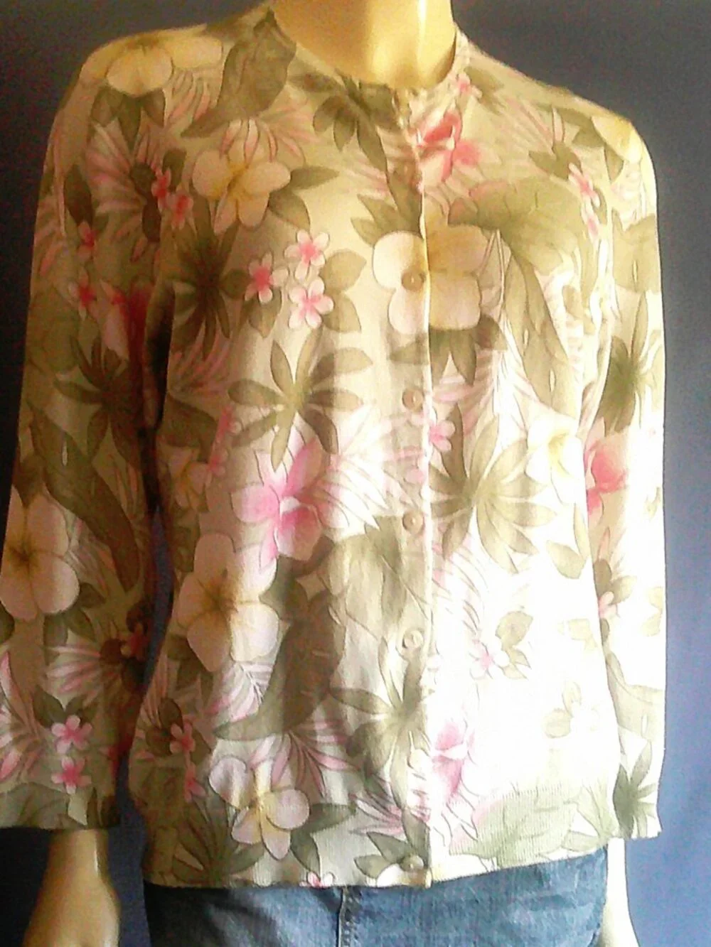 Pendleton Portland 72% Silk Floral Spring Coastal Cardigan L - Picture 2 of 12